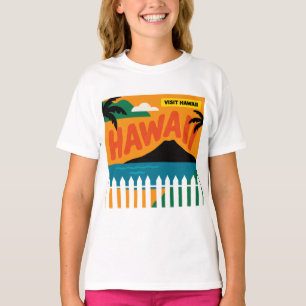 Vintage Retro Hawaïaanse Eilanden Reisillustratie T-shirt