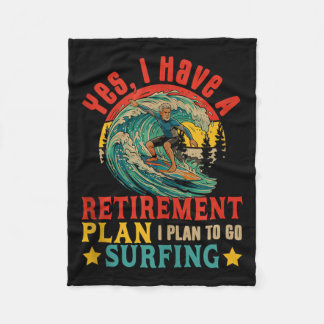 Vintage Retro Heb Echt Een Pensioenplan Ga Surfen Fleece Deken