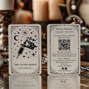Vintage Retro Hemel Tarot Tatoeagekunstenaar QR Visitekaartje