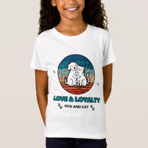 Vintage Retro Hond en Kat Liefde & Trouw T-Shirt