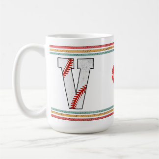Vintage Retro Honkbal Letter V Ontwerp Koffiemok