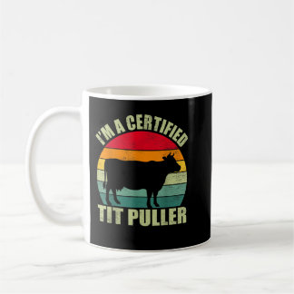 Vintage Retro I’m A Certified Tit Puller Cow Farme Koffiemok