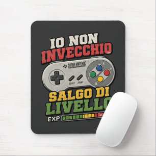 Vintage Retro Italiaanse Gamer Level Omhoog Muismat