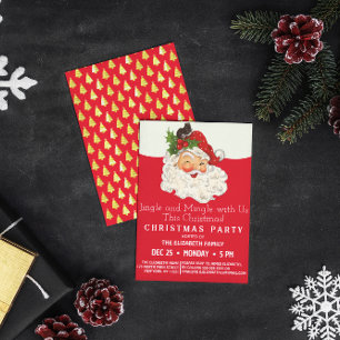 Vintage Retro Jolly Santa Claus Christmas Party Kaart