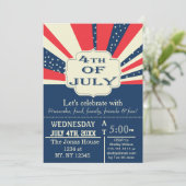 Vintage Retro Juillet 4 Fête Invitation (Debout devant)