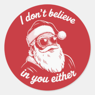 Vintage Retro Kerstman Ik geloof ook niet in jou Ronde Sticker