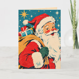 Vintage Retro Kerstman Kerstkaart | 1950s S Kaart