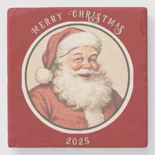 Vintage Retro Kerstman Stenen Onderzetter