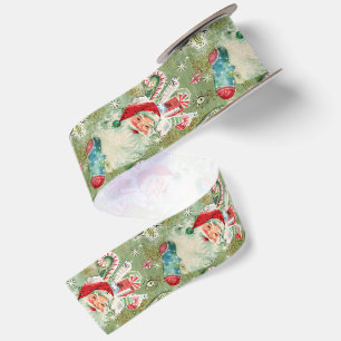 Vintage Retro Kerstmis Kousen van Sinterklaas Lint