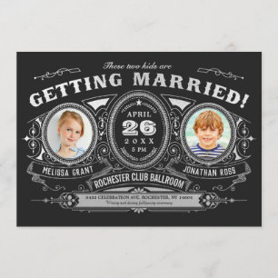 Vintage Retro Kinder Foto Wedding Invitation Foil Kaart