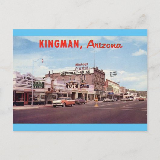 Vintage Retro Kingman Arizona Briefkaart (Voorkant)