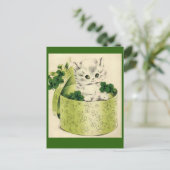 Vintage Retro Kitten Saint Patrick's Day Briefkaart (Staand voorkant)
