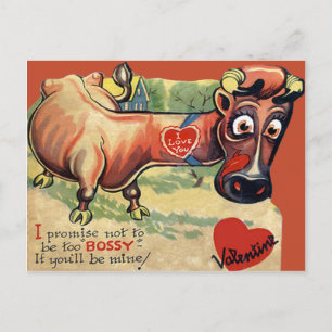 Vintage Retro koe valentinekaart Feestdagenkaart