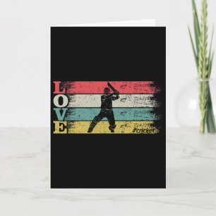 Vintage Retro Liefde Cricket Sport Silhouet Bedruk Kaart