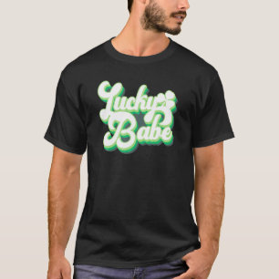 Vintage Retro Lucky Babe Bruidsmeisje Bruiloft Afs T-shirt