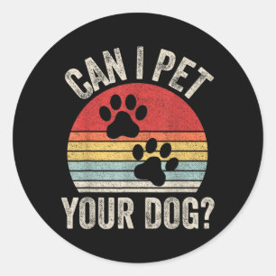 Vintage Retro Mag ik je hond aaien_ Ronde Sticker