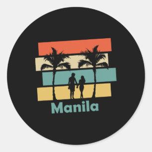 Vintage Retro Manila Filipijnen Vakantie Ronde Sticker