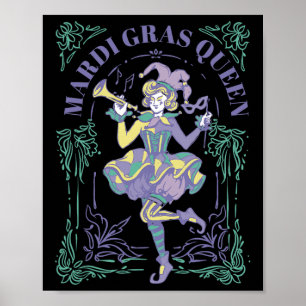 Vintage Retro Mardi Gras Koningin New Orleans Carn Poster