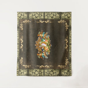 vintage Retro met kant en bloemen Wandkleed