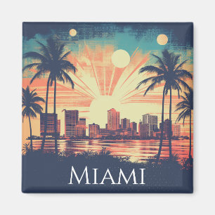 Vintage Retro Miami Florida Zonsopgang Reizen Magneet