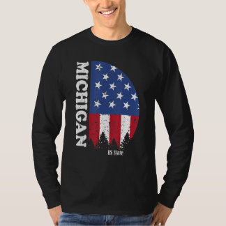 Vintage Retro Michigan Amerikaanse Vlag 4 juli P T-shirt