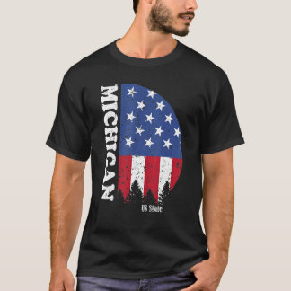 Vintage Retro Michigan Amerikaanse Vlag 4 juli P T-shirt