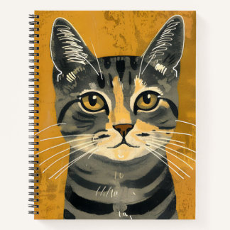 Vintage Retro Minimalistische Tabbykat Portret Notitieboek