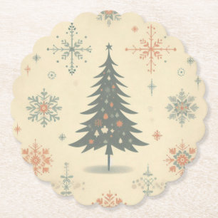 Vintage/Retro moderne Kerstmis/winter Kartonnen Onderzetters