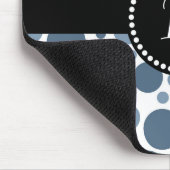 Vintage Retro Monogram Blauw Stippenpatroon Muismat (Hoek)