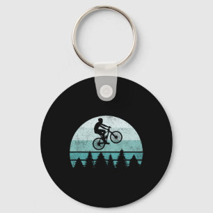 Vintage Retro Mountainbike Fietstochten Blauwe Zon Sleutelhanger