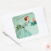 Vintage rétro Noël voeu Vacances autocollant (Enveloppe)