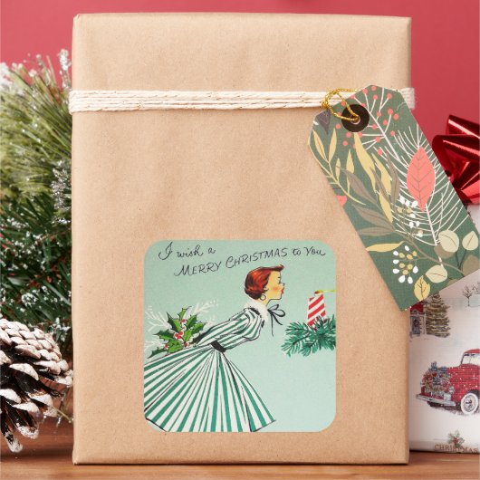 Vintage rétro Noël voeu Vacances autocollant (vacances)