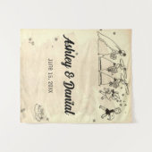 Vintage Retro Old Bridesmaids Rustic Wedding Wandkleed (Voorkant (horizontaal))