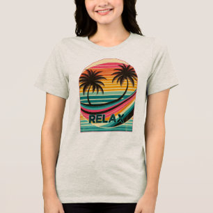 Vintage Retro Palmbomen Sfeer Tri-Blend Shirt
