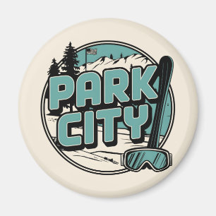 Vintage Retro Park City Utah Bergcadeaus Magneet