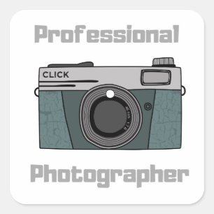 Vintage Retro Professionele Fotograaf Camera Vierkante Sticker