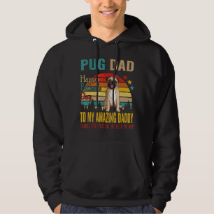 Vintage Retro Pug papa blij met Vaderdag van mijn  Hoodie