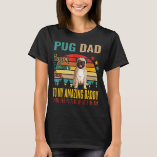 Vintage Retro Pug papa blij met Vaderdag van mijn T-shirt