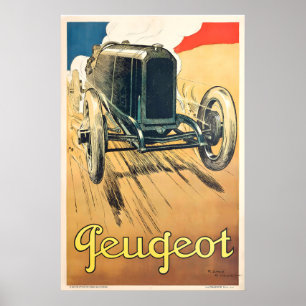 Vintage Retro Raceauto Poster - Ingelijst Niet Ing