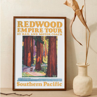 Vintage Retro Redwood National Park Keizertoernee Poster
