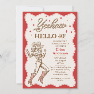 Vintage Retro Rode Cowgirl 40e Verjaardag Kaart