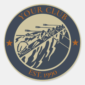 Vintage Retro Roeiclub Logo om te personaliseren Ronde Sticker