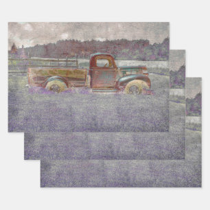 Vintage Retro Rustic Red Paars Art Boerderij Truck Inpakpapier Vel
