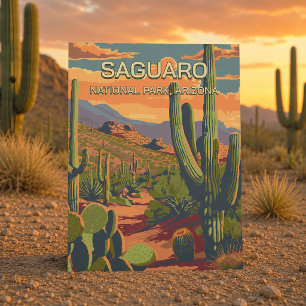 Vintage Retro Saguaro National Park Arizona USA Briefkaart