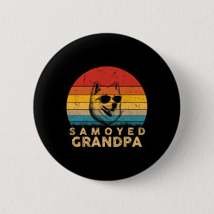 Vintage Retro Samojeed Opa Hond Liefhebber Poot Pa Ronde Button 5,7 Cm