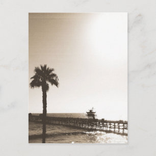 vintage retro san clemente pier california sepia briefkaart