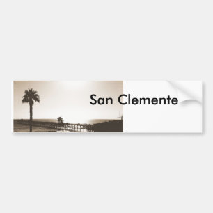 vintage retro san clemente pier california sepia bumpersticker