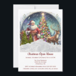 Vintage Retro Santa Claus Noël Invitation<br><div class="desc">Cette invitation de Noël a été créée pour une maison ouverte de Noël. Le design comprend un Père Noël généré par l'IA à l'intérieur d'un globe de neige. Personnalisez cette invitation festive de Noël en maison ouverte avec vos informations. Utilisez cette invitation modèle pour une maison de vacances, une fête...</div>