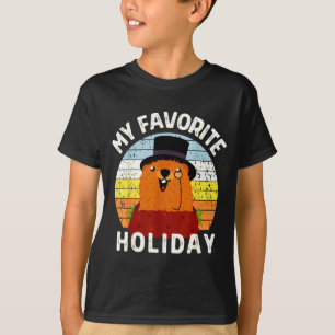 Vintage Retro Schattig Bosmarmot Vakantie Hoed Jon T-shirt