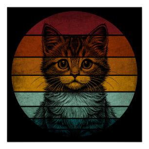 Vintage Retro Schattige Kat Perfect Poster